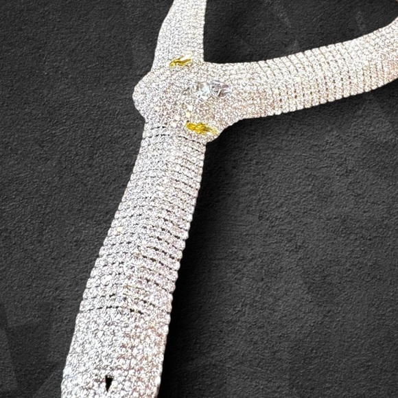 NEW Silvertone Metallic Serpent Snake CZ Crystal Encrusted Choker Necklace - Picture 14 of 16